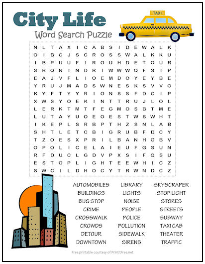 city life word search puzzle print it free
