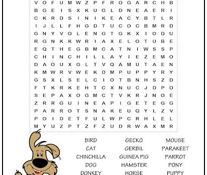 Favorite Pets Word Search Puzzle