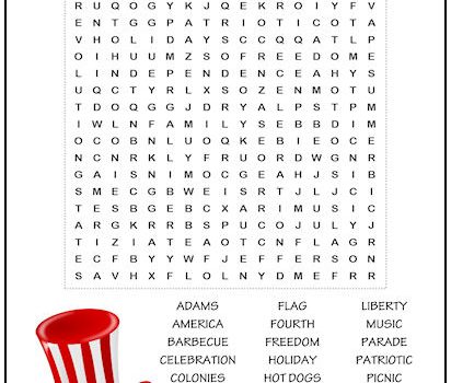 Fourth of July Word Search Puzzle