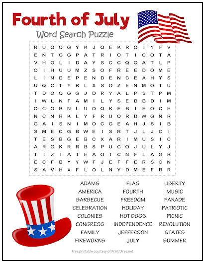 Fourth of July Word Search Puzzle