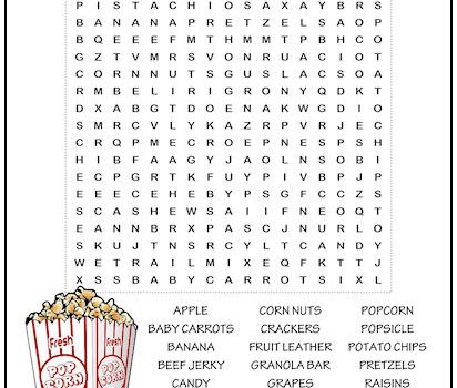 Snack Foods Word Search Puzzle
