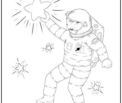 Astronaut in the Stars Coloring Page