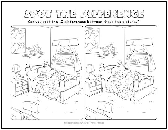 Kids Bedroom Spot The Difference Picture Puzzle Print It Free