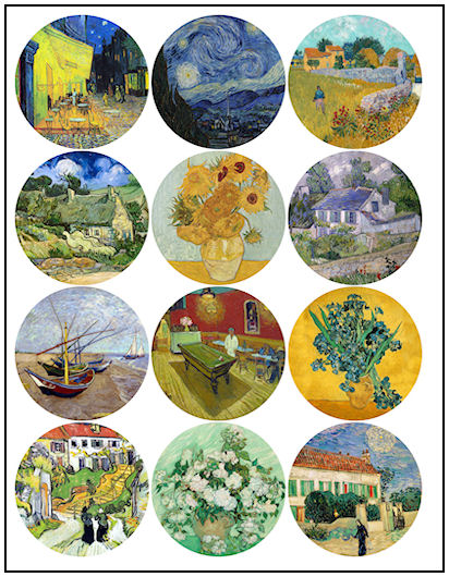 Van Gogh 2-1/4" Fridge Magnet Designs