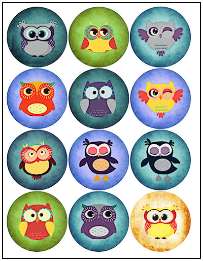 Whimsical Owls 2-1/4" Fridge Magnet Designs