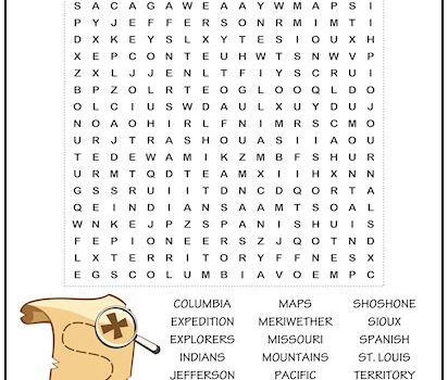 Lewis & Clark Word Search Puzzle