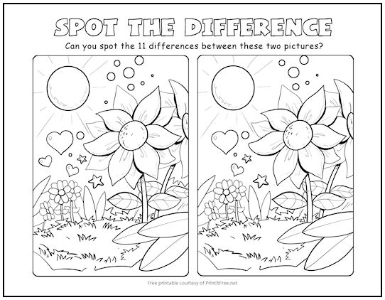 Flower Garden Spot The Difference Picture Puzzle Print It Free