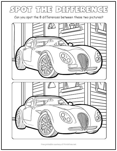 Sports Car Spot the Difference Picture Puzzle