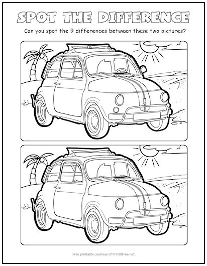Volkswagen Beetle Spot the Difference Picture Puzzle