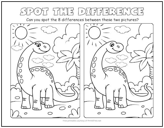 Dinosaur Spot the Difference Picture Puzzle
