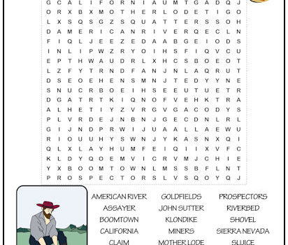 Gold Rush Word Search Puzzle