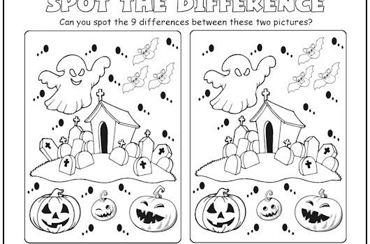 Halloween Graveyard Spot the Difference Picture Puzzle Halloween Graveyard Spot the Difference Picture Puzzle