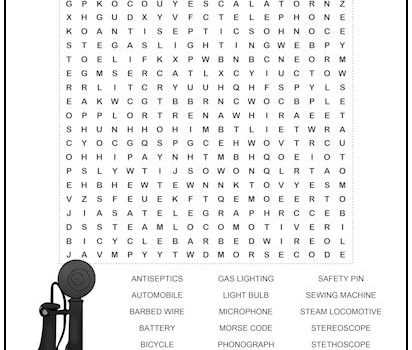 Inventions of the 1800’s Word Search Puzzle