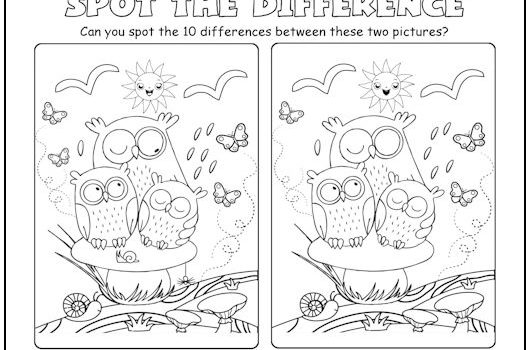 Owl Family Spot the Difference Picture Puzzle