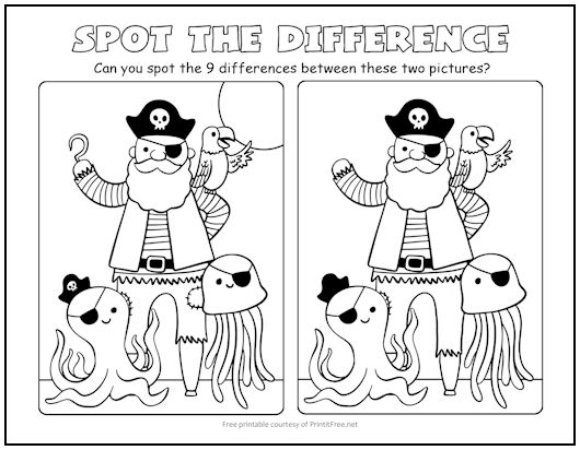 Pirate Spot the Difference Picture Puzzle