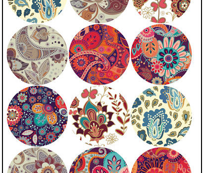 Retro Floral 2-1/4″ Fridge Magnet Designs Retro Floral 2-1/4" Fridge Magnet Designs