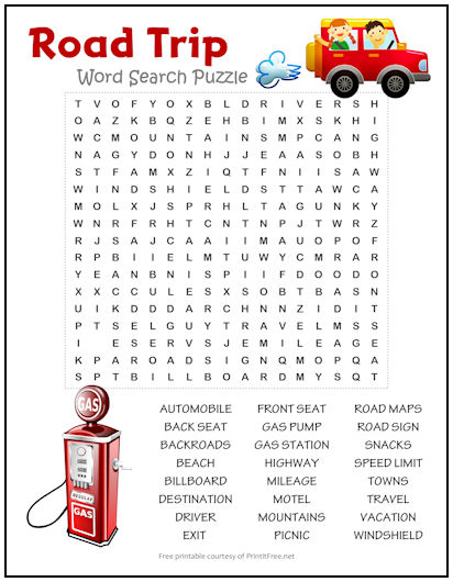 Printable Road Trip Activities Travel Games and Puzzles for 