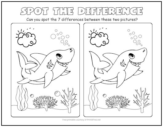 Shark at Sea Spot the Difference Picture Puzzle