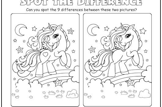 Dancing Unicorn Spot the Difference Picture Puzzle