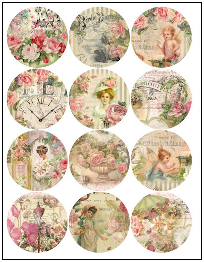 Victorian Collage 2-1/4" Fridge Magnet Designs