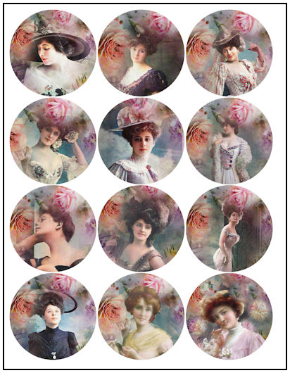 Victorian Ladies 2-1/4" Fridge Magnet Designs