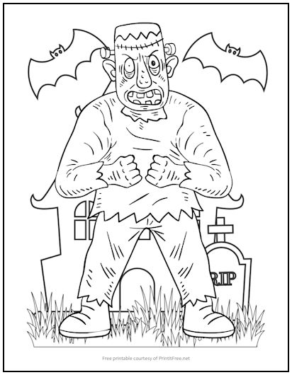 Frankenstein’s Monster Halloween Coloring Page | Print it Free