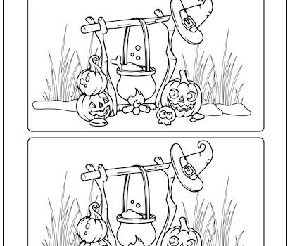 Halloween Campfire Spot the Difference Picture Puzzle Halloween Campfire Spot the Difference Picture Puzzle