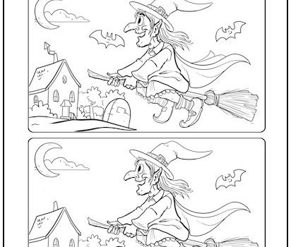 Halloween Witch Spot the Difference Picture Puzzle Halloween Witch Spot the Difference Picture Puzzle