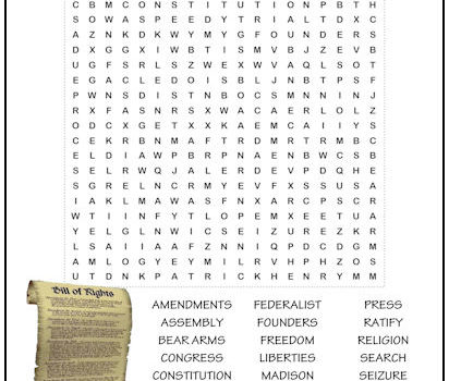 Bill of Rights Word Search Puzzle