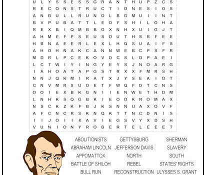 Civil War Word Search Puzzle