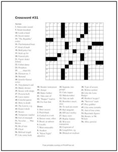 Crossword Puzzle #31 | Print it Free