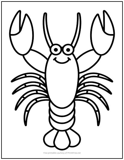 Smiling Lobster Coloring Page