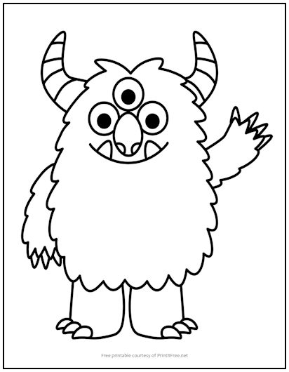 Three-Eyed Monster Coloring Page