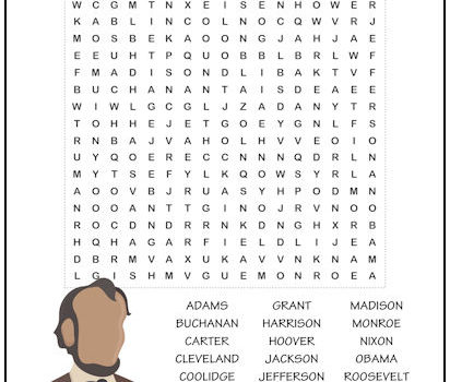 US Presidents Word Search Puzzle