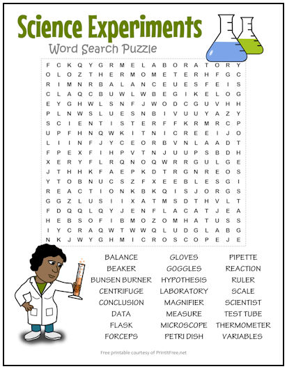 Science Experiments Word Search Puzzle | Print it Free