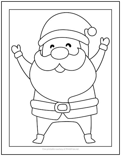 Happy Santa Claus Christmas Coloring Page