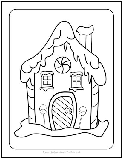 Gingerbread House Christmas Coloring Page