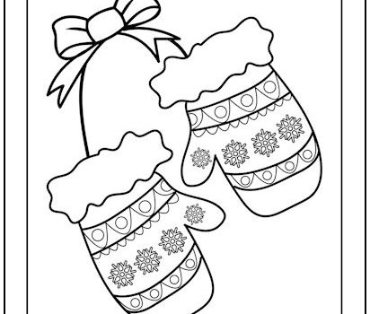Warm Christmas Mittens Coloring Page