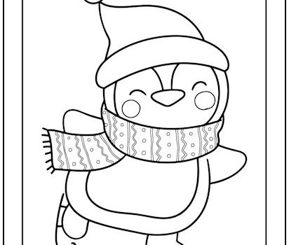 Ice Skating Penguin Christmas Coloring Page Ice Skating Penguin Christmas Coloring Page