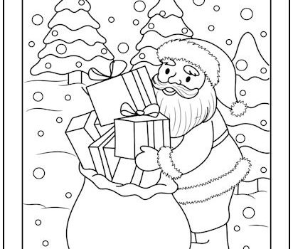 Santa’s Bag of Gifts Christmas Coloring Page
