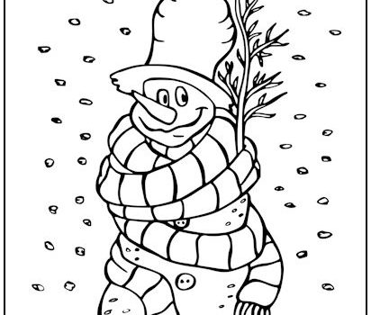 Shivering Snowman Christmas Coloring Page
