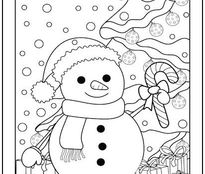Snowman With Christmas Gifts Coloring Page