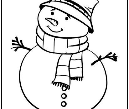 Dapper Snowman on Skates Christmas Coloring Page