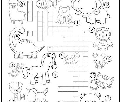 Animals Crossword Puzzle for Kids