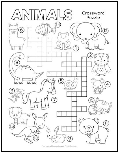 Animal Crossword Puzzle in 2023  Crossword, Crossword puzzle, Printable  crafts