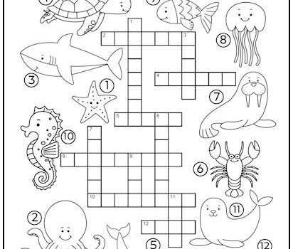 Sea Creatures Crossword Puzzle for Kids