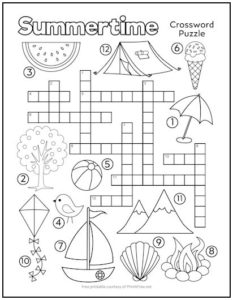 Printable Summer Crossword Crossword Puzzles For Kids
