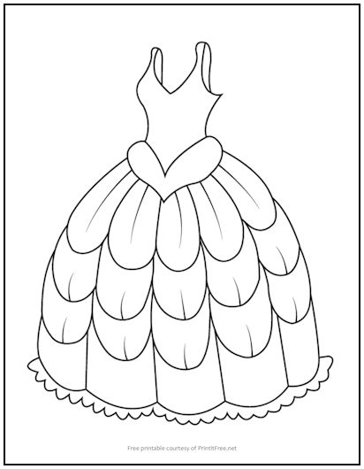 Fancy Ball Gown Coloring Page