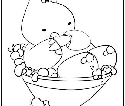 Hippo in a Bathtub Coloring Page