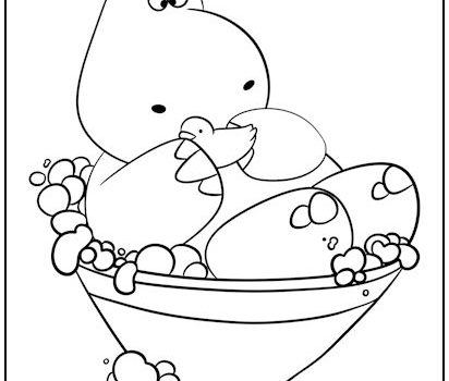 Hippo in a Bathtub Coloring Page Hippo in a Bathtub Coloring Page